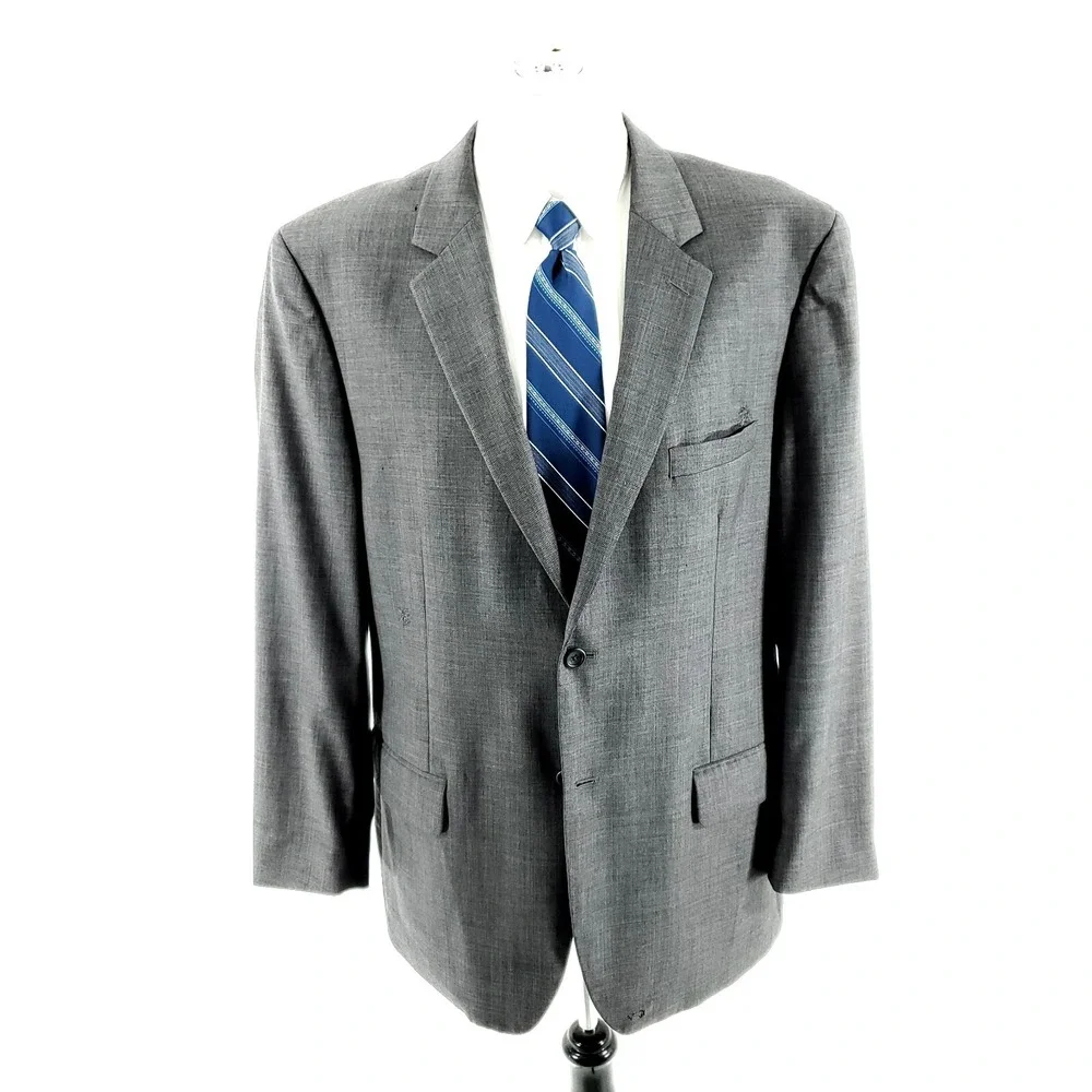 DAMAGED Joseph & Feiss Super 100s Wool 2 Button Blazer 44R Or Slim 46R Gray Shar